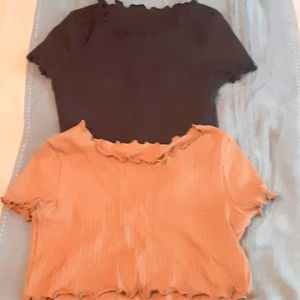 Shein scalloped edge cropped tops